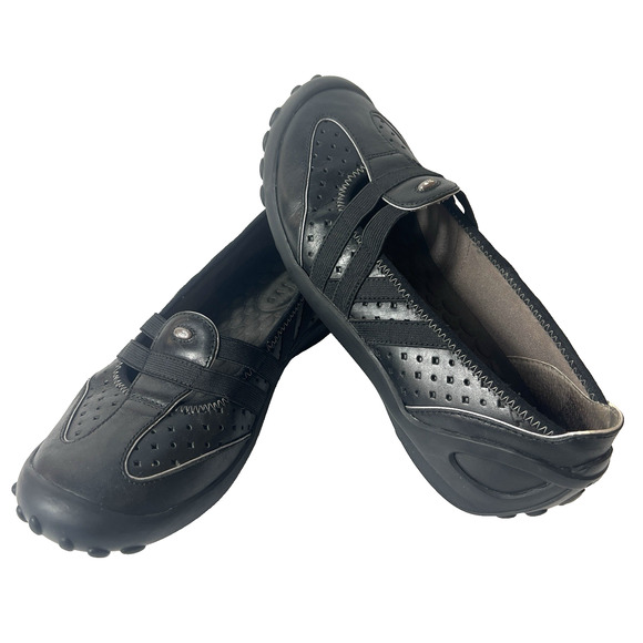 Privo Shoes - Privo Womens 7 M Comfort Casual Black Elastic/Leather Slip On Flats Loafer Shoes